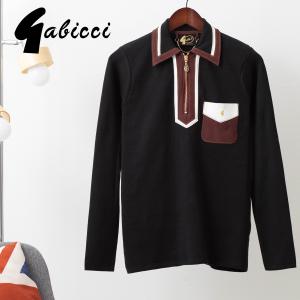 Gabicci メンズ ジップポロセーター 長袖 ガビッチ ブラック ヴィンテージ風 レトロ モッズファッション｜ukclozest