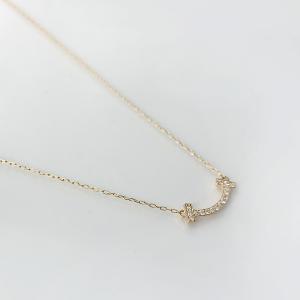 K18イエローゴールド　0.06ct ダイヤモンドネックレス　スマイル T モチーフ【Winter jewelry】｜ukigoods