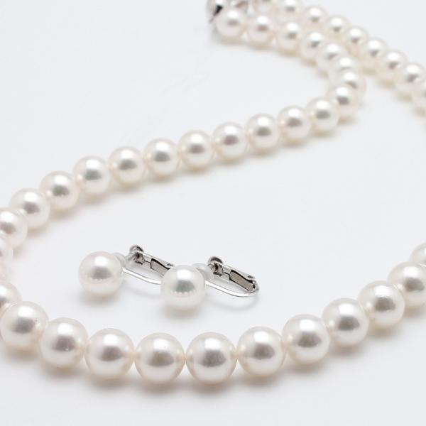 オーロラ花珠真珠 ネックレス イヤリングセット 9〜9.5mm 鑑別鑑定書付 （送料無料）