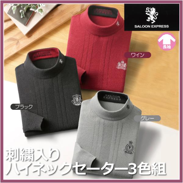 紳士 メンズ シニア 大人 SALOON EXPRESS サルーンエクスプレス 刺繍入り ハイネック...