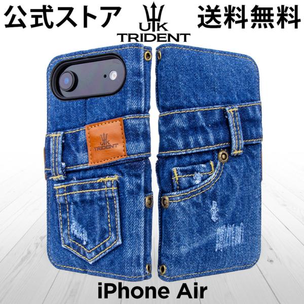 【送料無料】iPhone Air 手帳型 デニム UK Trident ジーンズ生地 アイフォンケー...