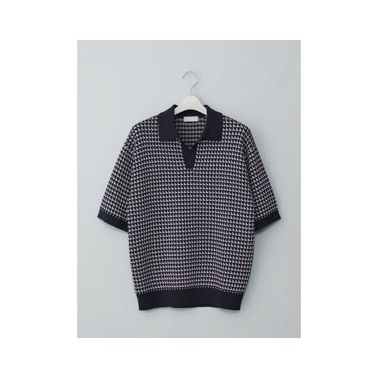 【スーツスクエア】メンズ GOOVI スキッパーポロニット 半袖 ウォッシャブル 和紙ブレンドプレー...