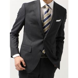 ※CH14 2つボタンスーツ ストライプ 春夏用 チャコールグレー×ライトグレー