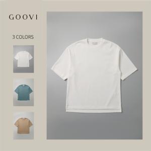 GOOVI クルーネックTシャツ 半袖 ウォッシャブル コットン 無地 ホワイト｜uktsc