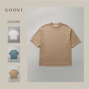 GOOVI クルーネックTシャツ 半袖 ウォッシャブル コットン 無地 ベージュ｜uktsc