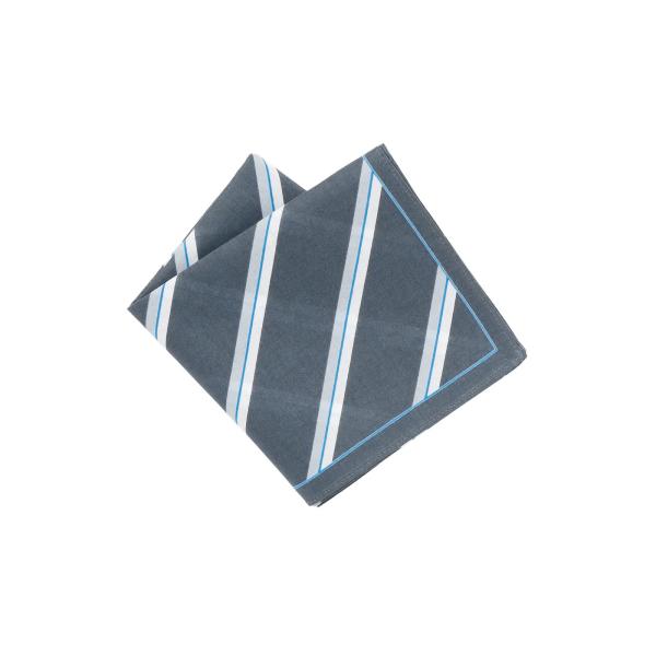 【スーツスクエア】メンズ ハンカチ コットン ストライプ ブルー系
