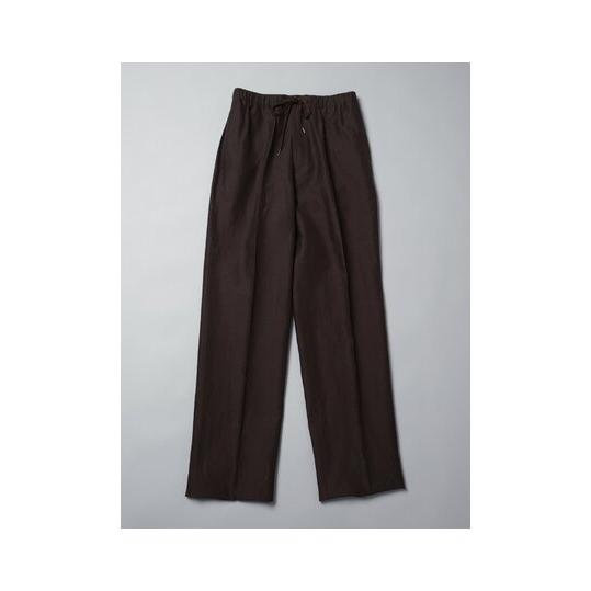 【スーツスクエア】メンズ GOOVI イージーパンツ キュプラリネンコットングログラン 織柄 ブラウ...