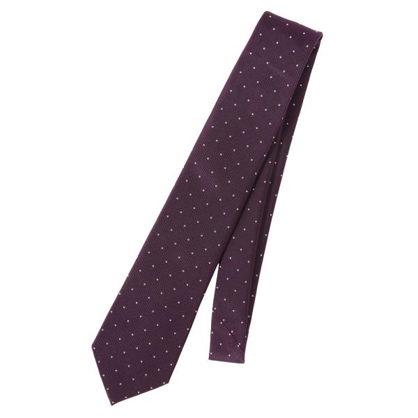 【スーツスクエア】ネクタイ シルクポリエステル ドット×織柄 パープル系