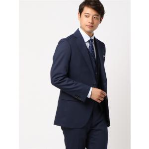 【スーツスクエア】メンズ スーツ スリーピース 2つボタン FORMAL シャドーストライプ FIT CH22 ネイビー セットアップ｜uktsc