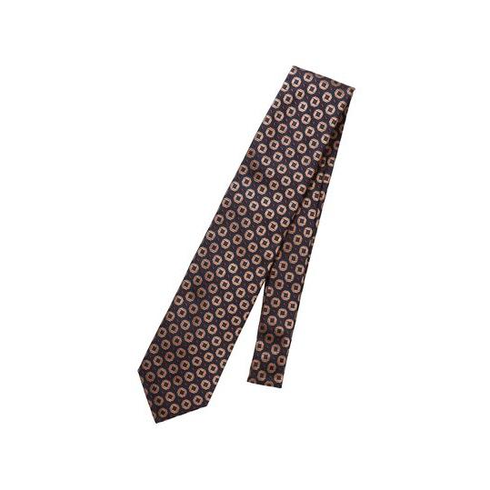 【スーツスクエア】メンズ ネクタイ 桐生織 JAPAN MADE シルク 小紋 ネイビー系