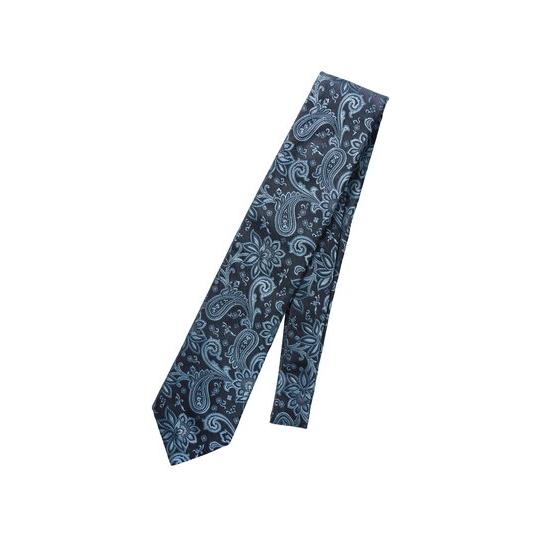 【スーツスクエア】メンズ ネクタイ 桐生織 JAPAN MADE シルク ペイズリー ネイビー系