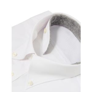 【スーツスクエア】メンズ ワイシャツ 長袖 形態安定 ボタンダウンカラー 織柄 QUICK TOUCH FIT ドレスシャツ ホワイト｜uktsc