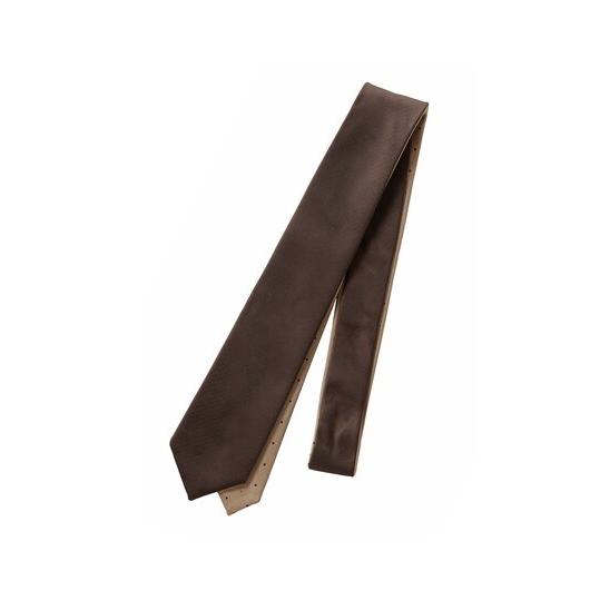 【スーツスクエア】メンズ リバーシブルタイ ポリエステル 無地×ドット ブラウン系