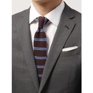 ※ボーダー柄ニットタイ ブラウン系