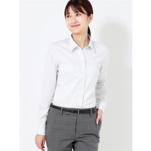 【スーツスクエア】レディース スキッパーカラーシャツ ブラウス ワイシャツ NON IRON 織柄 Blouse グレー｜uktsc