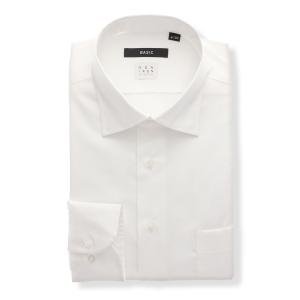 【スーツスクエア】メンズ  ワイシャツ 長袖 ノンアイロンストレッチ 3BLOCK ワイドカラー  ドレスシャツ ホワイト ビジネス｜uktsc
