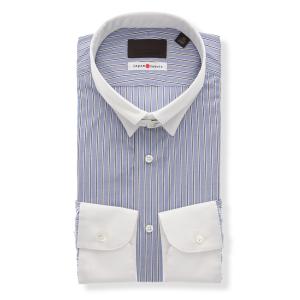 クーポン対象】ワイシャツ 長袖 クレリック＆タブカラー ストライプ