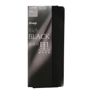 【スーツスクエア】レディース ひざ下丈ストッキング ATSUGI 25デニール Rich BLACK 漆黒の黒 ブラック｜uktsc