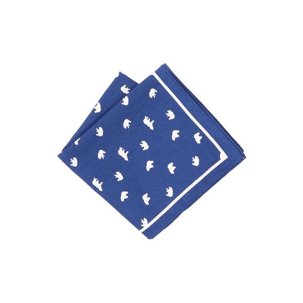 【スーツスクエア】ハンカチ コットン ベアープリント ブルー