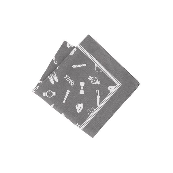 【スーツスクエア】ハンカチ コットン ファッショングッズプリント ミディアムグレー