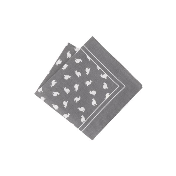 【スーツスクエア】ハンカチ コットン ラビットプリント ミディアムグレー