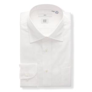 【スーツスクエア】メンズ ワイシャツ 長袖 形態安定 ストレッチ RENU ワイドカラー 無地  ドレスシャツ ホワイト ビジネス