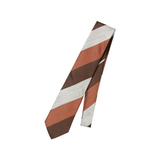 【スーツスクエア】メンズ ネクタイ JAPAN MADE シルク ストライプ オレンジ系