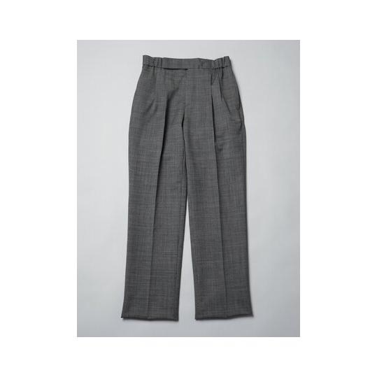 【スーツスクエア】メンズ GOOVI ツータックストレートパンツ ウールモヘア トロピカルシャンブレ...