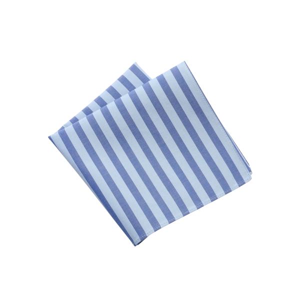【スーツスクエア】ストライプ柄コットンハンカチ ブルー