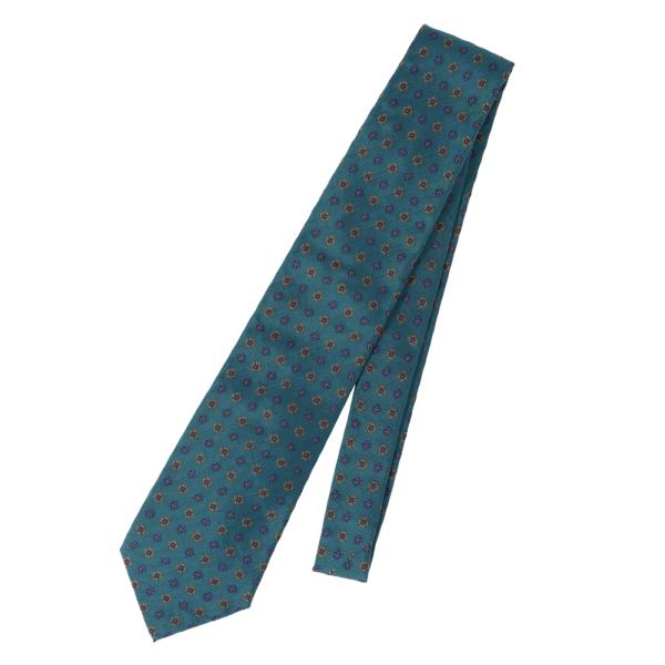 【スーツスクエア】ネクタイ Fabric by England シルク フラワー ブルー系