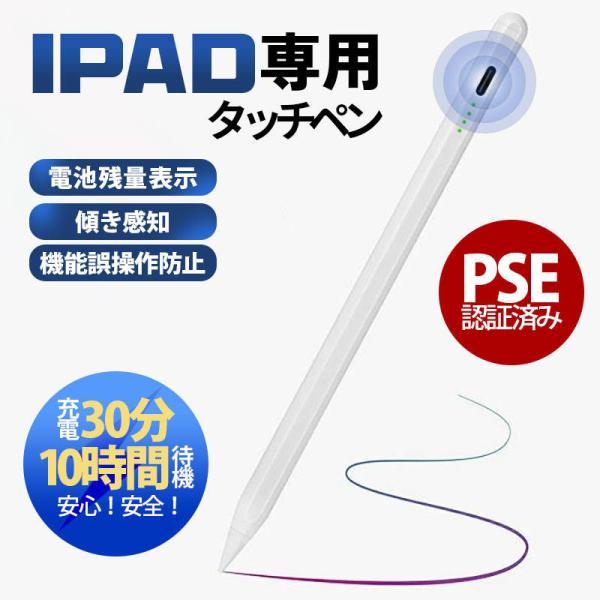 タッチペン アップルペンシル iPad ペンシル スタイラスペン 極細ペン先 Type-c充電 iP...