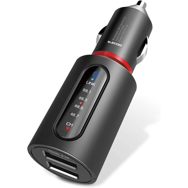 エレコム LAT-FMBT04BK Bluetooth FM トランスミッター 3.4A ブルートゥ...