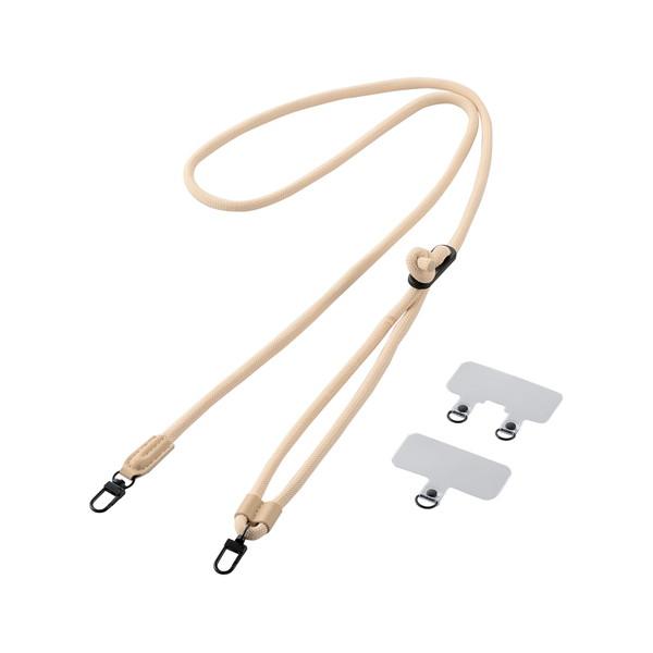エレコム P-STSDH2R06BE スマホ ショルダーストラップ 丸紐 6mm ストラップホールシ...