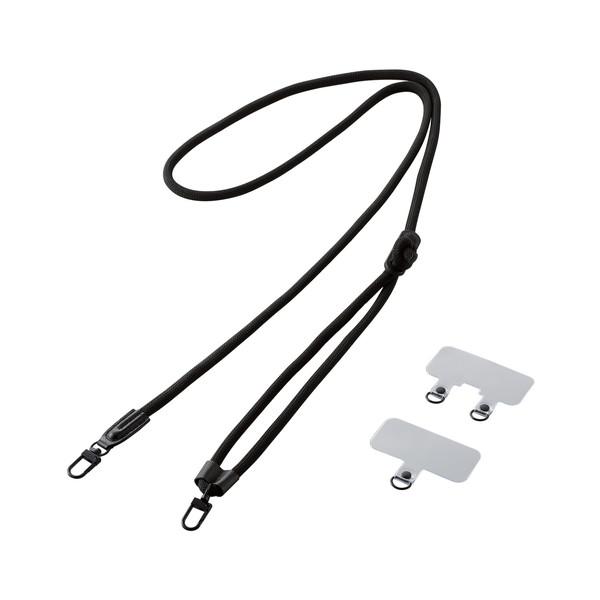 スマホ ショルダー ストラップ 42〜78cm 長さ調整可 ストラップシート付 丸ひもタイプ 丸紐直...