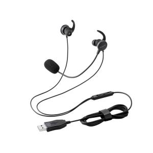 エレコム HS-EP21SUBK ヘッドセット 有線 USB 接続 カナル型 マイク付き 高音質 音量調整 ミュート機能 Windows Mac Chrome LINE ZOOM Meet Teams Webex