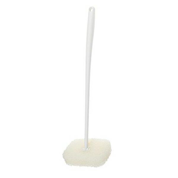 マーナ W605W お風呂の柄付きスポンジ 柄長め 吊り下げ ホワイト お風呂掃除 浴槽掃除に便利 ...