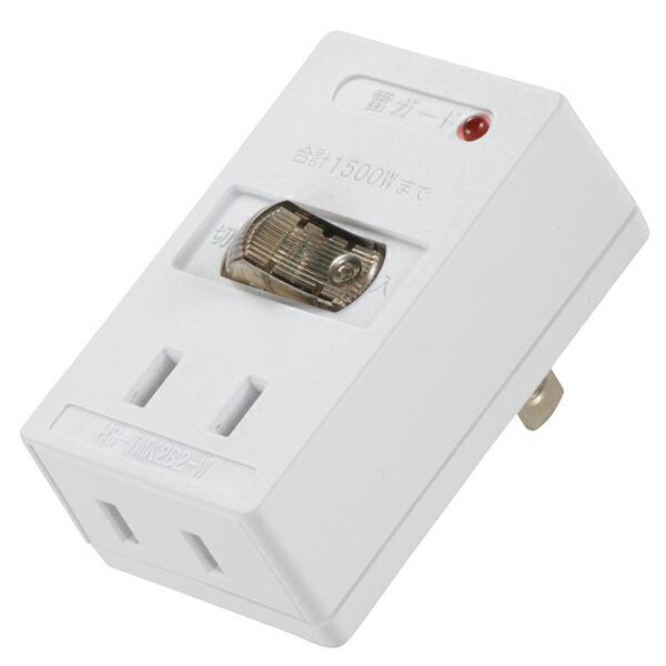 オーム電機 HS-TMK2B2-W 2口 タップ雷LEDスイッチPB  OHM ホワイト コードなし...