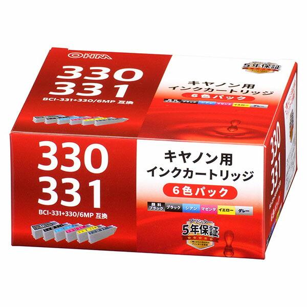 オーム電機 INK-C331+330-6P キャノン BCI-331+330/6MP互換