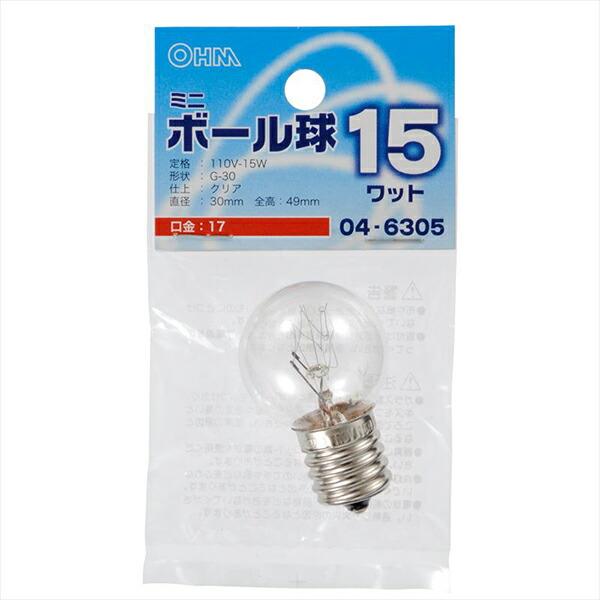 オーム電機 LB-G3715-C ボール球 G30E17 15W C  OHM 白熱球 ミニボール球...