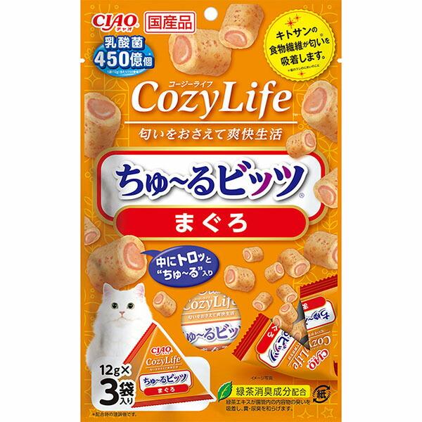 【48個セット】 いなばペットフード CIAO CozyLifeちゅ〜るビッツ まぐろ 12g×3袋