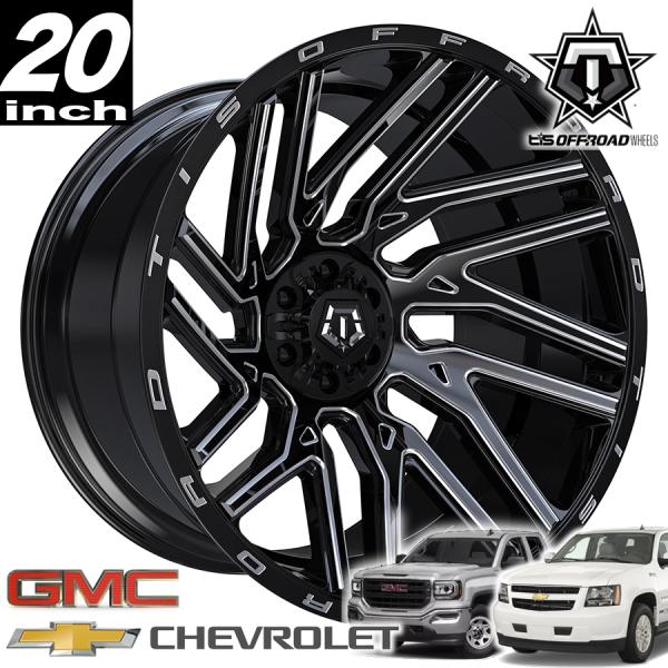 TIS OFFROAD 554BM グロスブラックミルド 20インチアルミホイール 20x10 6H...