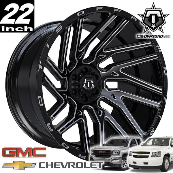 TIS OFFROAD 554BM グロスブラックミルド 22インチアルミホイール 22x10 6H...