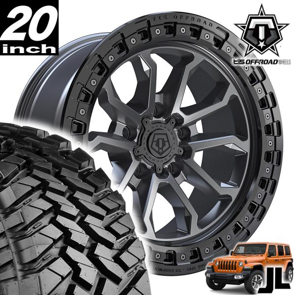 TIS OFFROAD 556AB ガンメタ/ブラックリング 20インチアルミホイールタイヤ付き5本...