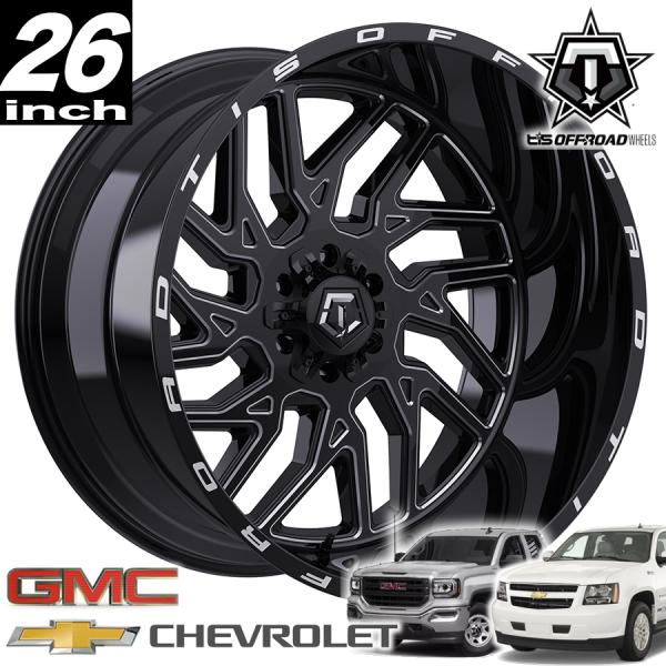 TIS OFFROAD 544BM グロスブラックミルド 26インチアルミホイール 26x14 6H...