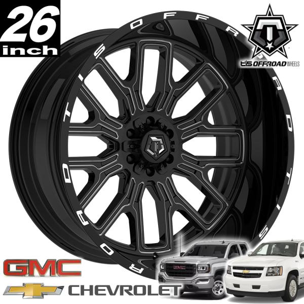 TIS OFFROAD 560BM グロスブラックミルド 26インチアルミホイール 26x14 6H...
