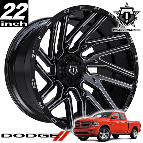 TIS OFFROAD 554BM グロスブラックミルド 22インチアルミホイール 22x12 5H...