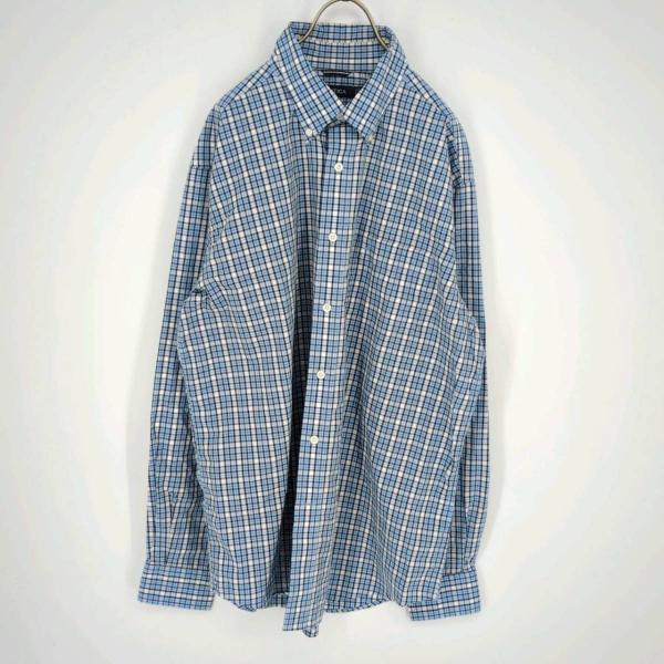 【送料無料】 L NAUTICA シャツ チェック ブルー 長袖 リユース ultramto sh0...