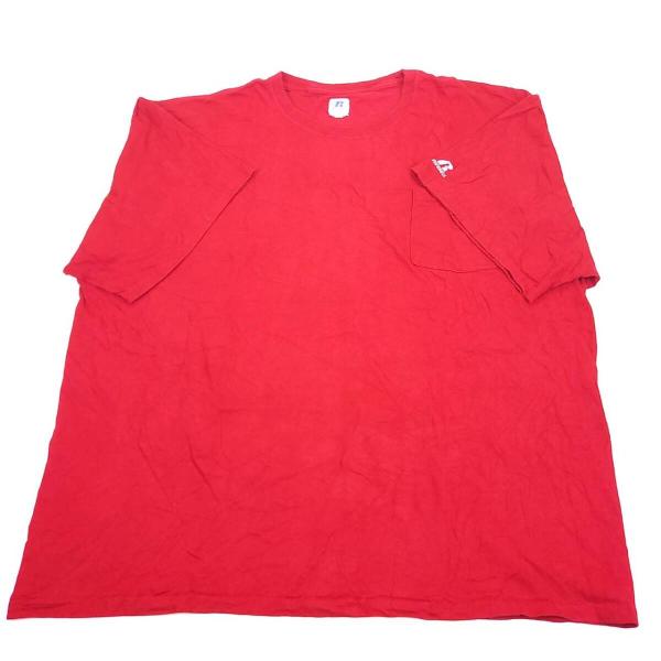 XXL RUSSELL ラッセル 胸ポケット Tシャツ レッド 無地 半袖 リユース ultramt...