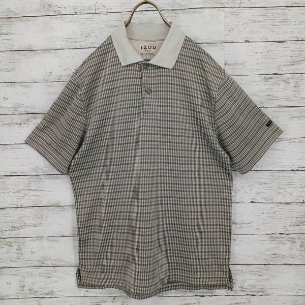 S IZOD GOLF ポロシャツ チェック グレー US古着 アメカジ yps0020