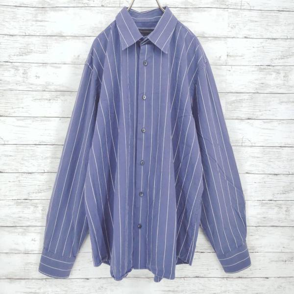 【送料無料】 L EXPRESS DESIGN STUDIO ストライプシャツ ネイビー US古着 ...